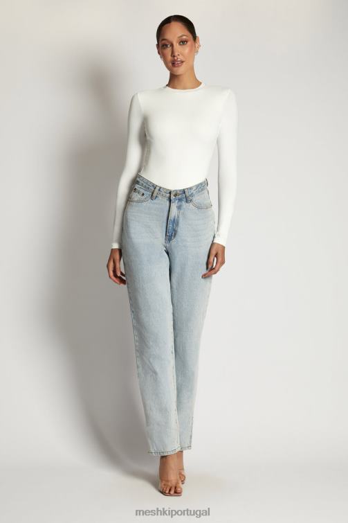 Meshki Body Delilah manga longa com gola redonda BLLT968 roupas branco