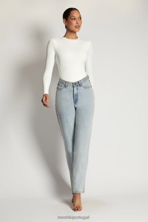 Meshki Body Delilah manga longa com gola redonda BLLT968 roupas branco