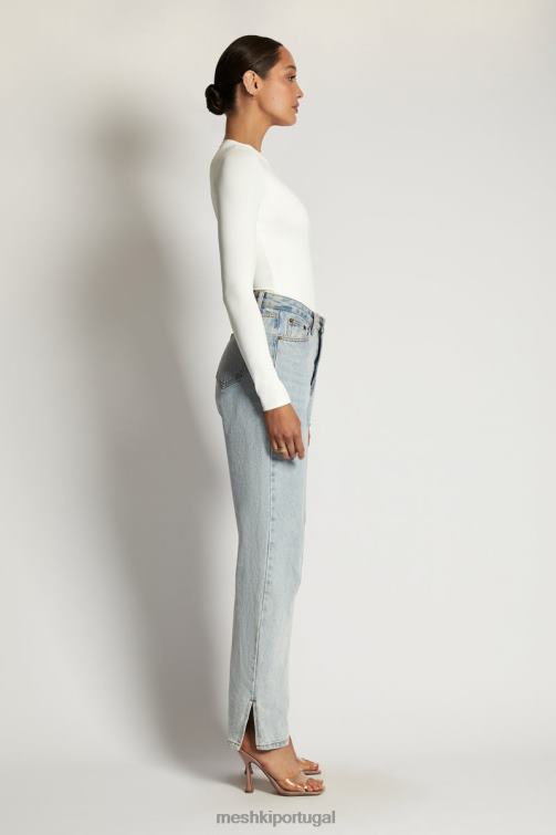 Meshki Body Delilah manga longa com gola redonda BLLT968 roupas branco