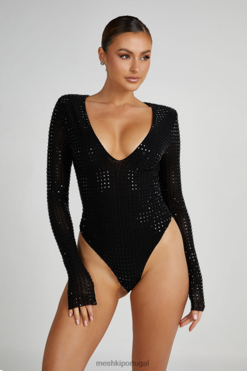 Meshki Body com diamante quadrado Keenan BLLT790 roupas preto
