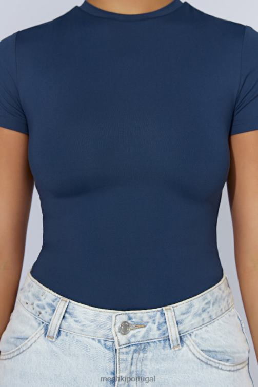 Meshki body francesca manga curta com gola redonda BLLT949 roupas marinha da meia-noite
