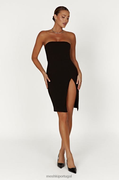 Meshki Rachel Mini Vestido Crepe Bandeau Com Divisão Na Coxa BLLT613 roupas preto