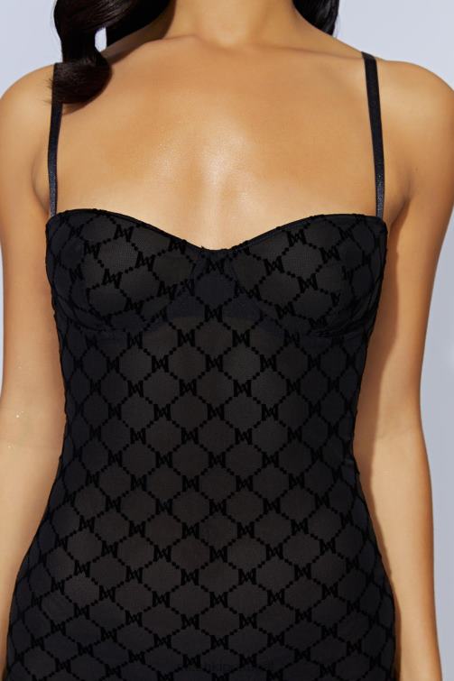 Meshki cherie mini vestido com monograma em malha BLLT703 roupas preto