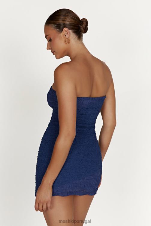 Meshki minivestido sem alças texturizado gemina BLLT386 roupas marinha da meia-noite