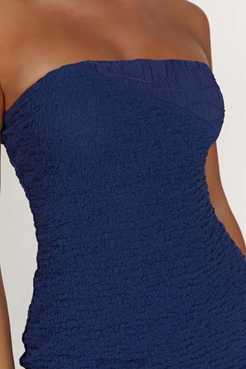 Meshki minivestido sem alças texturizado gemina BLLT386 roupas marinha da meia-noite