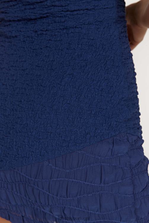 Meshki minivestido sem alças texturizado gemina BLLT386 roupas marinha da meia-noite