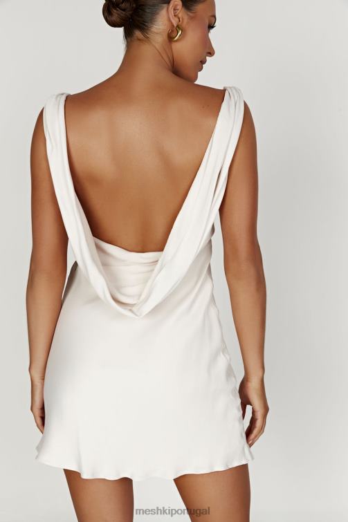 Meshki nadia mini vestido de cetim com capuz nas costas BLLT405 roupas bege