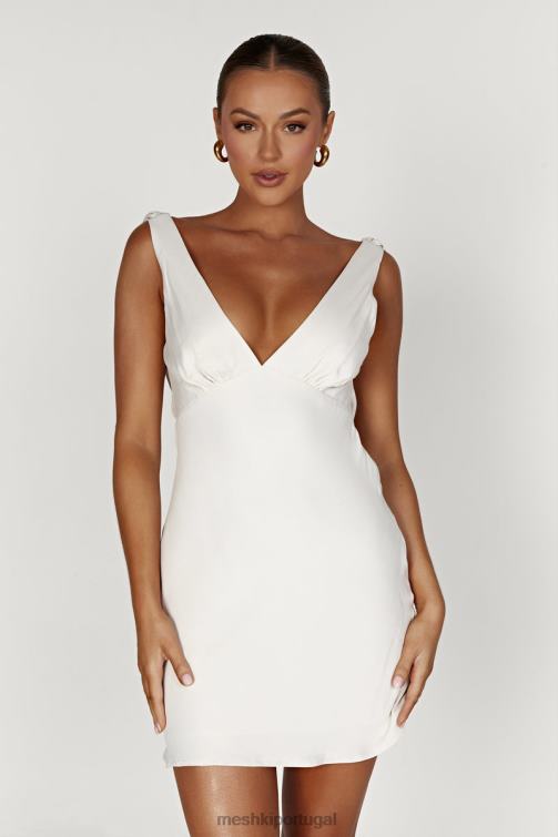 Meshki nadia mini vestido de cetim com capuz nas costas BLLT405 roupas bege