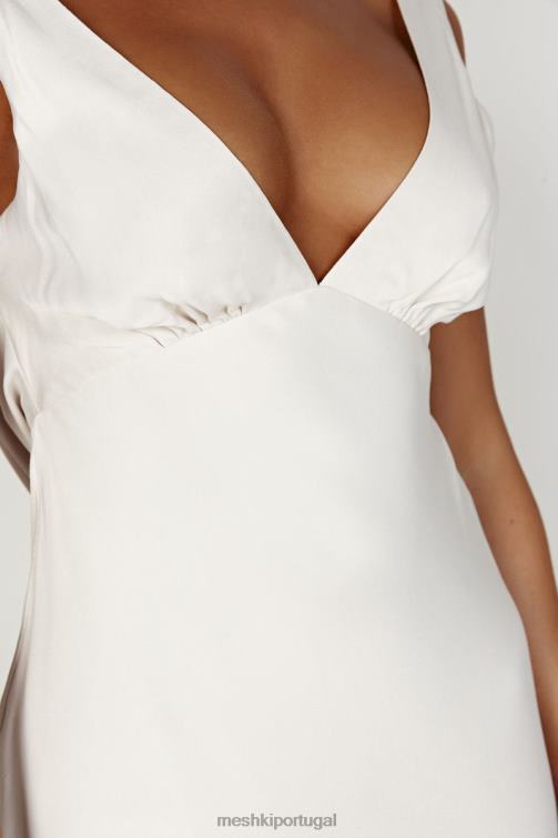 Meshki nadia mini vestido de cetim com capuz nas costas BLLT405 roupas bege