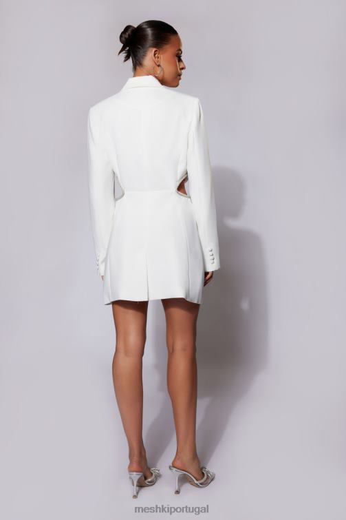 Meshki vestido blazer com recorte diamante Shyann BLLT536 roupas branco