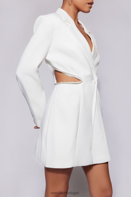 Meshki vestido blazer com recorte diamante Shyann BLLT536 roupas branco