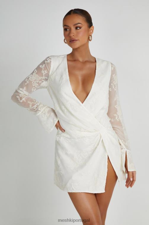 Meshki vestido de veludo queimado emory BLLT270 roupas branco