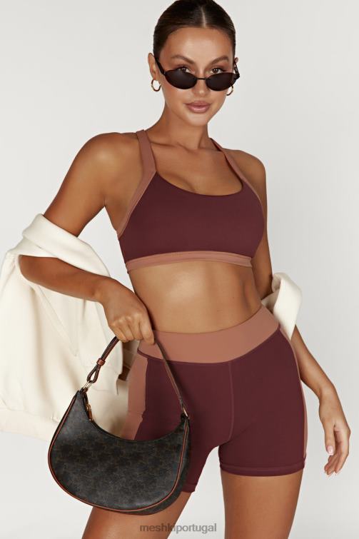 Meshki sutiã esportivo cropped dois tons becca BLLT1038 roupas mogno/bronzeado