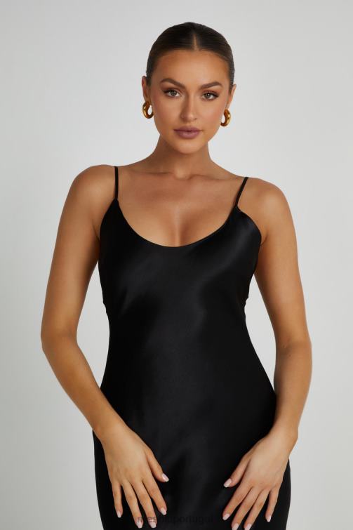 Meshki Vestido maxi kailey com costas baixas e cauda destacável BLLT190 roupas preto