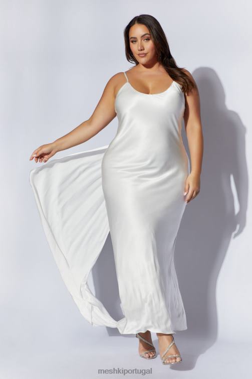 Meshki Vestido maxi kailey com costas baixas e cauda destacável BLLT96 roupas branco
