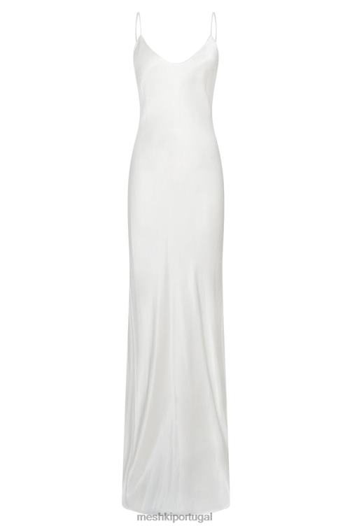 Meshki Vestido maxi kailey com costas baixas e cauda destacável BLLT96 roupas branco