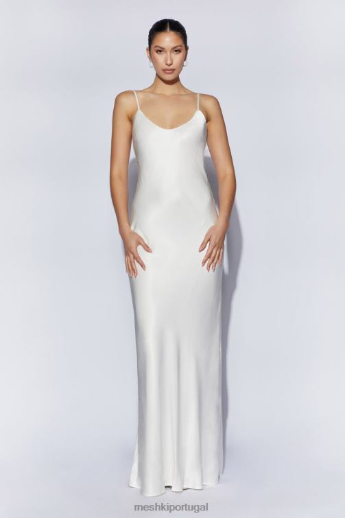 Meshki Vestido maxi kailey com costas baixas e cauda destacável BLLT96 roupas branco