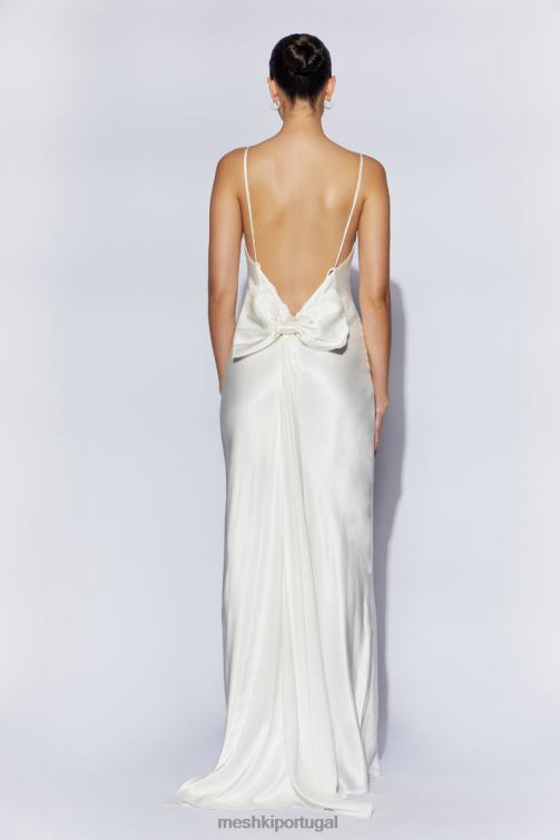 Meshki Vestido maxi kailey com costas baixas e cauda destacável BLLT96 roupas branco