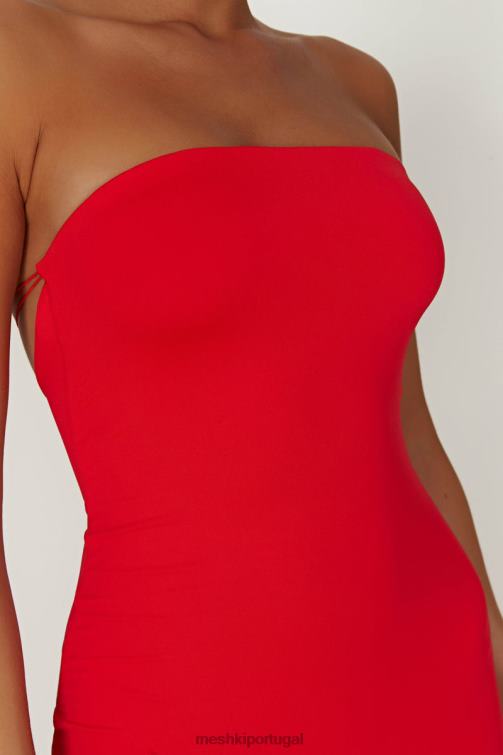 Meshki Vivian vestido maxi sem alças de náilon reciclado com amarração BLLT380 roupas vermelho