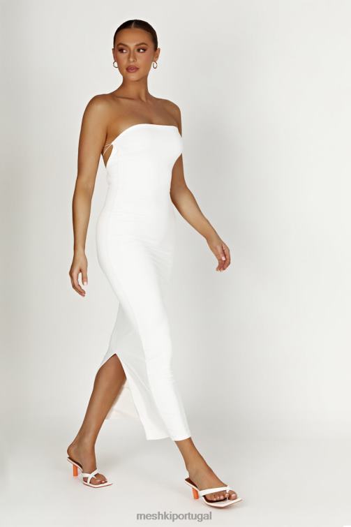 Meshki Vivian vestido maxi sem alças de náilon reciclado com amarração BLLT396 roupas branco
