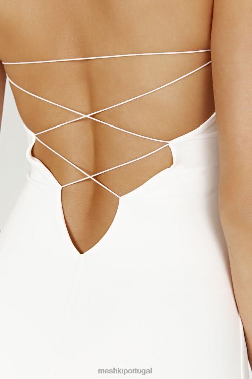 Meshki Vivian vestido maxi sem alças de náilon reciclado com amarração BLLT396 roupas branco