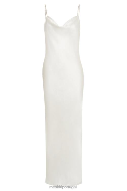 Meshki sera vestido maxi diamante com costas baixas BLLT116 roupas branco