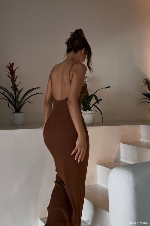 Meshki vestido de malha maxi frente única assimétrico reto aryana BLLT727 roupas argila