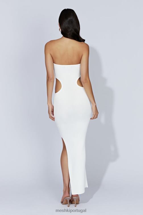Meshki vestido maxi cai-cai em malha kori BLLT668 roupas branco