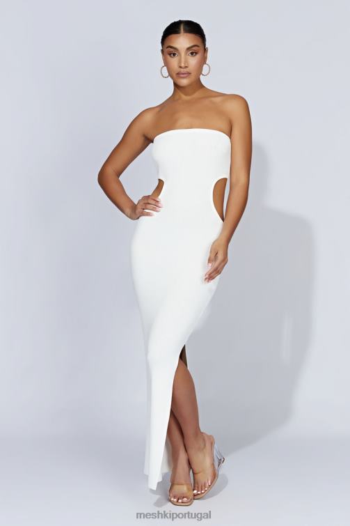 Meshki vestido maxi cai-cai em malha kori BLLT668 roupas branco