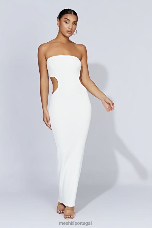 Meshki vestido maxi cai-cai em malha kori BLLT668 roupas branco