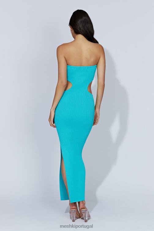 Meshki vestido maxi cai-cai em malha kori BLLT675 roupas água-marinha