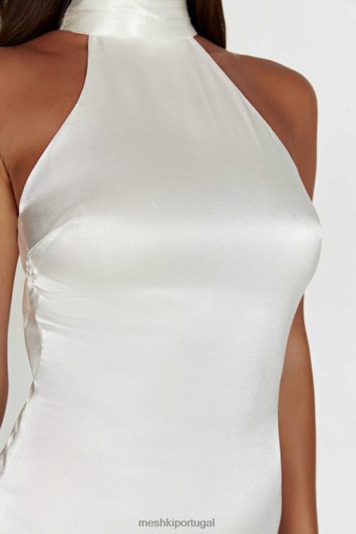 Meshki vestido maxi claire com drapeado nas costas em cetim BLLT187 roupas branco