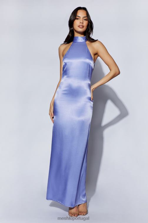Meshki vestido maxi claire com drapeado nas costas em cetim BLLT392 roupas lavanda