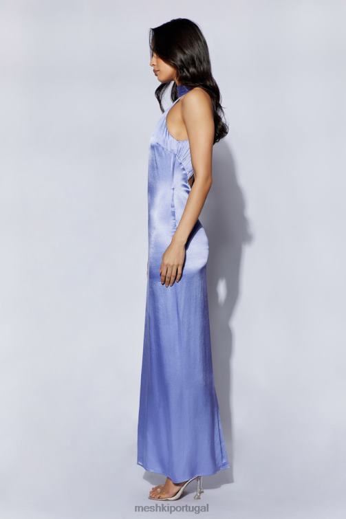 Meshki vestido maxi claire com drapeado nas costas em cetim BLLT392 roupas lavanda