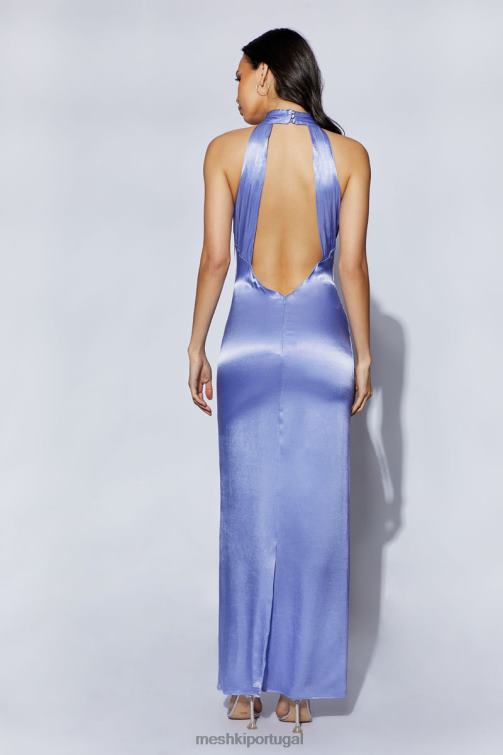 Meshki vestido maxi claire com drapeado nas costas em cetim BLLT392 roupas lavanda