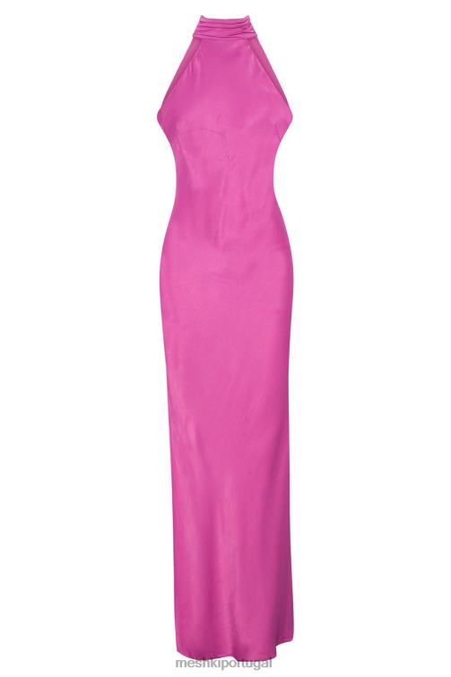 Meshki vestido maxi claire de cetim drapeado nas costas com divisão BLLT749 roupas roxo