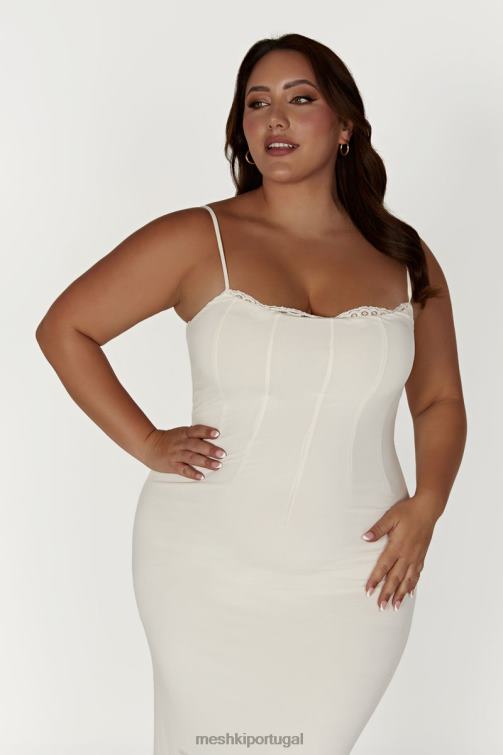 Meshki vestido maxi com acabamento em renda amorette BLLT279 roupas osso