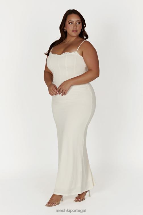 Meshki vestido maxi com acabamento em renda amorette BLLT279 roupas osso