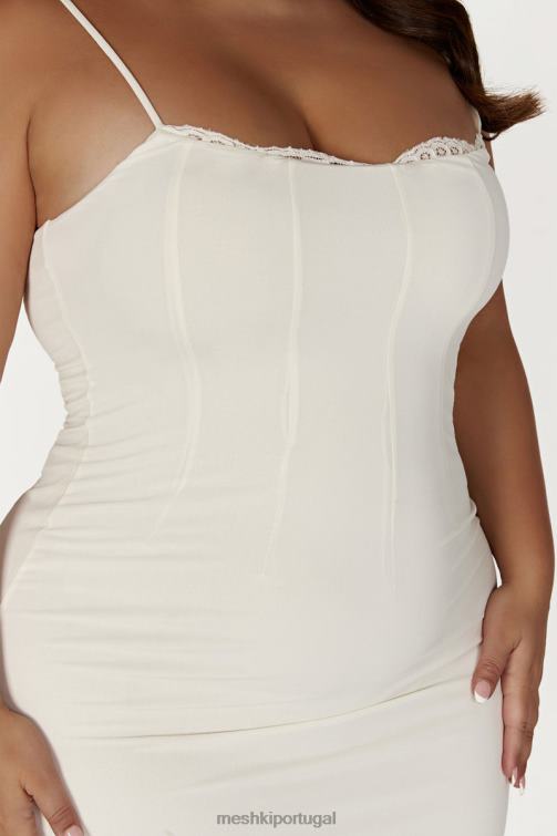 Meshki vestido maxi com acabamento em renda amorette BLLT279 roupas osso