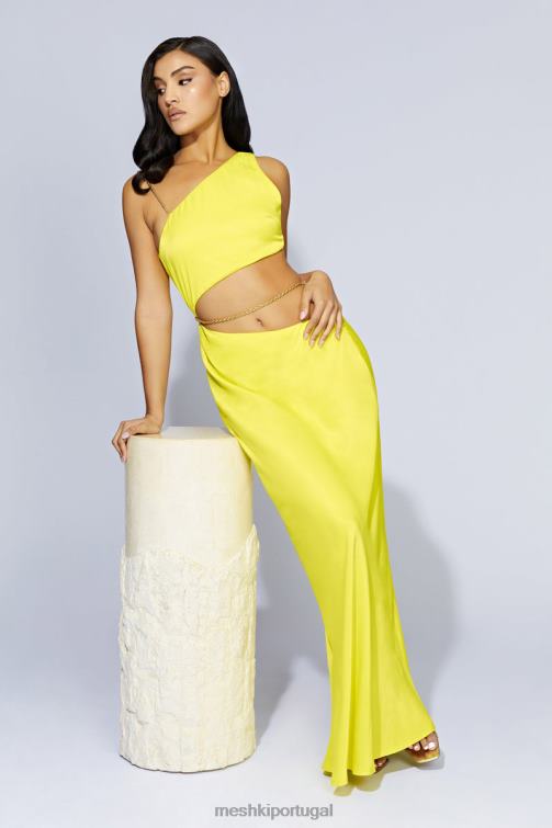 Meshki vestido maxi com corrente clementine BLLT652 roupas verde fresco