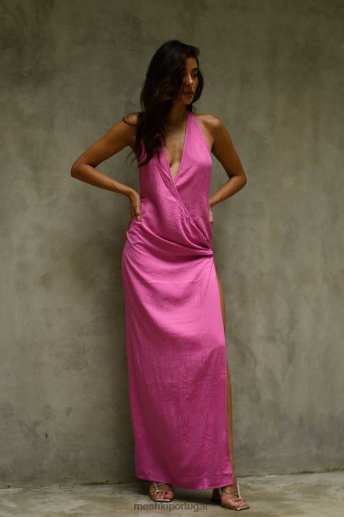 Meshki vestido maxi com decote profundo aaliyah BLLT598 roupas rosa rosa