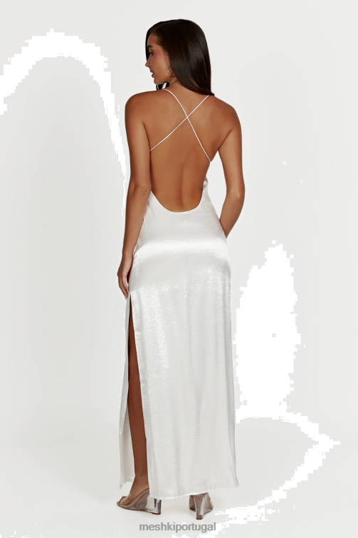 Meshki vestido maxi com look molhado Whitney BLLT355 roupas branco