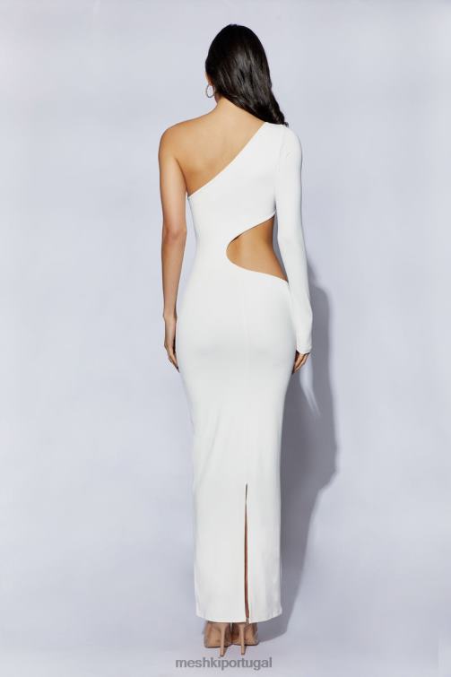 Meshki vestido maxi com recorte de ombro único joyce BLLT465 roupas branco