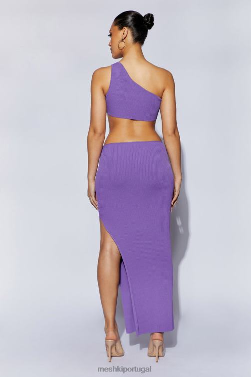 Meshki vestido maxi com recorte de um ombro faye BLLT706 roupas roxo