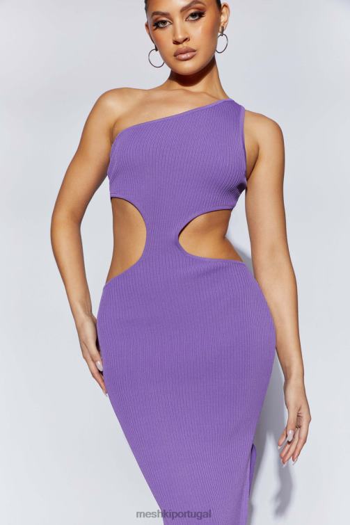 Meshki vestido maxi com recorte de um ombro faye BLLT706 roupas roxo