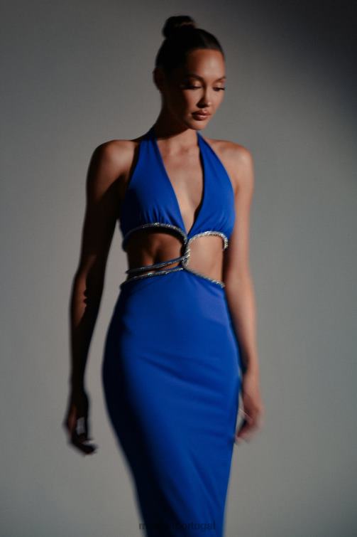 Meshki vestido maxi com recorte diamante nicha BLLT701 roupas azul cobalto