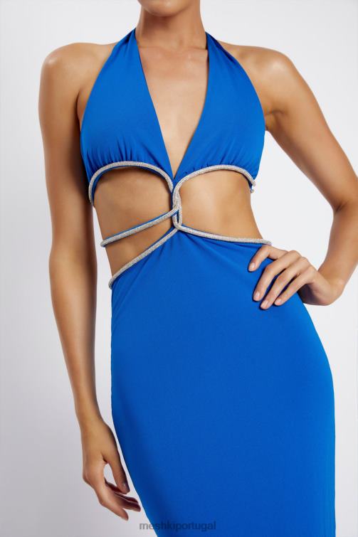 Meshki vestido maxi com recorte diamante nicha BLLT701 roupas azul cobalto