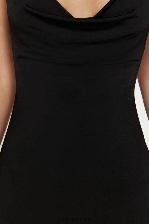 Meshki vestido maxi darcy com capuz e costas baixas BLLT372 roupas preto