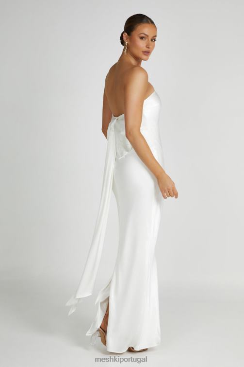 Meshki vestido maxi de cetim com costas curvas rochelle BLLT195 roupas branco