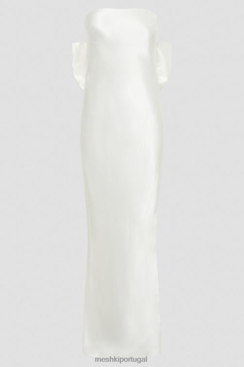 Meshki vestido maxi de cetim com costas curvas rochelle BLLT195 roupas branco